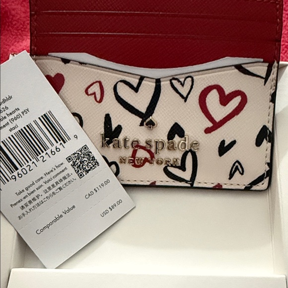 Kate Spade Red and Black Heart Card Holder - Picture 3 of 4